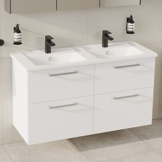 VitrA Root Flat 120cm 4 Drawer Washbasin Unit | High Gloss White | 67992 - Envy Bathrooms Ltd