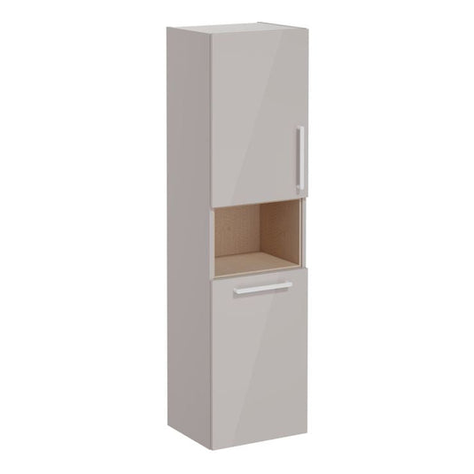 VitrA Root Flat 40cm 2 Door Semi-Tall Unit With Laundry Basket (LH Hinge) | Bright Sahara Beige | 66238 - Envy Bathrooms Ltd