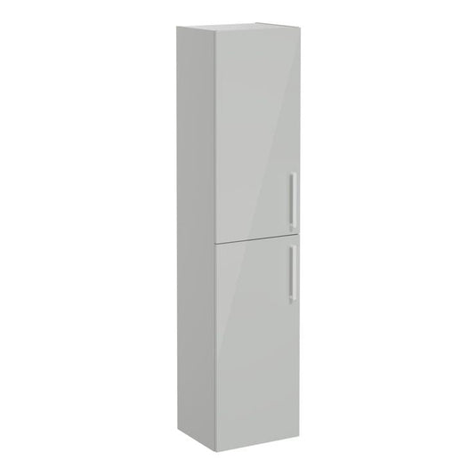 VitrA Root Flat 40cm 2 Door Tall Unit (LH Hinge) | Shiny Pearl Grey | 66227 - Envy Bathrooms Ltd