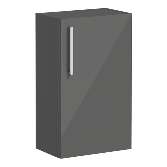 VitrA Root Flat 40cm 1 Door Slim Lower/Base Unit (RH Hinge) | Anthracite High Gloss | 66212 - Envy Bathrooms Ltd