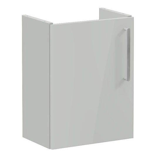 VitrA Root Flat 40cm 1 Door Wall Hung Slim Washbasin Unit (LH Hinge) | Shiny Pearl Grey | 67813 - Envy Bathrooms Ltd