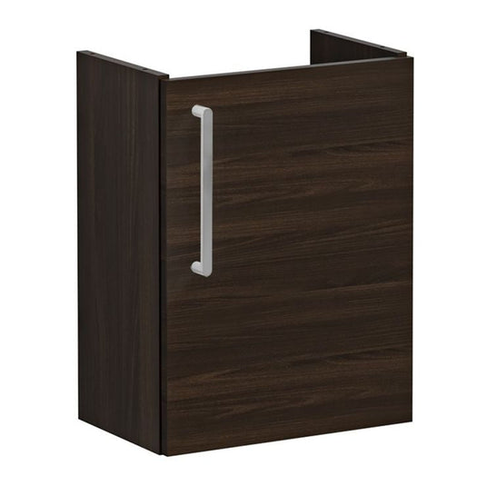VitrA Root Flat 40cm 1 Door Wall Hung Slim Washbasin Unit (RH Hinge) | Walnut | 67830 - Envy Bathrooms Ltd