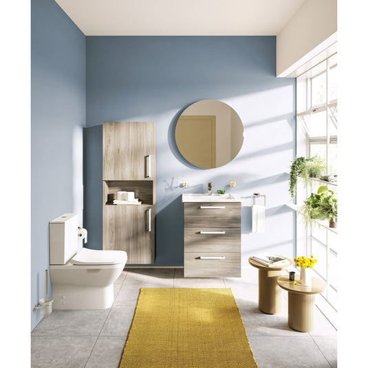 VitrA Root Flat 40cm 2 Door Semi-Tall Unit With Laundry Basket (LH Hinge) | Cordoba | 68009 - Envy Bathrooms Ltd