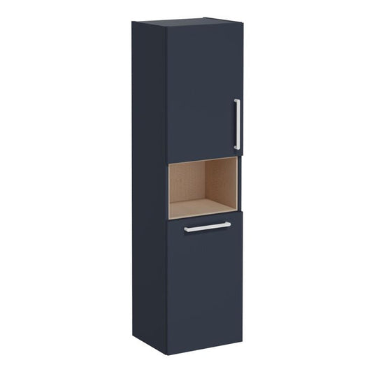 VitrA Root Flat 40cm 2 Door Semi-Tall Unit With Laundry Basket (LH Hinge) | Matt Dark Blue | 68008 - Envy Bathrooms Ltd