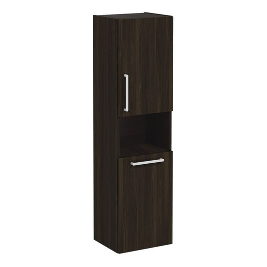 VitrA Root Flat 40cm 2 Door Semi-Tall Unit With Laundry Basket (RH Hinge) | Walnut | 66228 - Envy Bathrooms Ltd