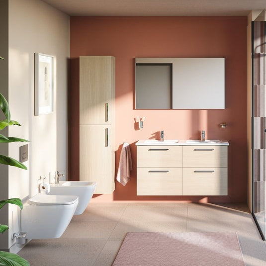 VitrA Root Flat 40cm 2 Door Tall Unit (LH Hinge) | Natural Oak | 66223 - Envy Bathrooms Ltd