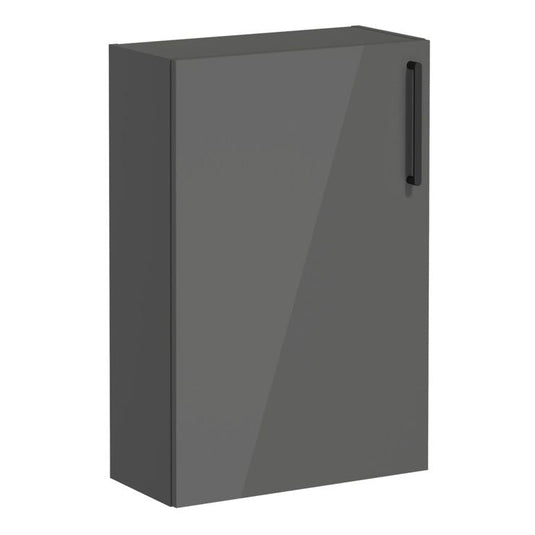VitrA Root Flat 55cm 1 Door Slim Lower/Base Unit (LH Hinge) | Anthracite High Gloss | 66500 - Envy Bathrooms Ltd