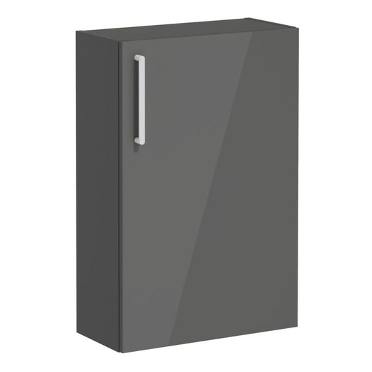 VitrA Root Flat 55cm 1 Door Slim Lower/Base Unit (RH Hinge) | Anthracite High Gloss | 66494 - Envy Bathrooms Ltd