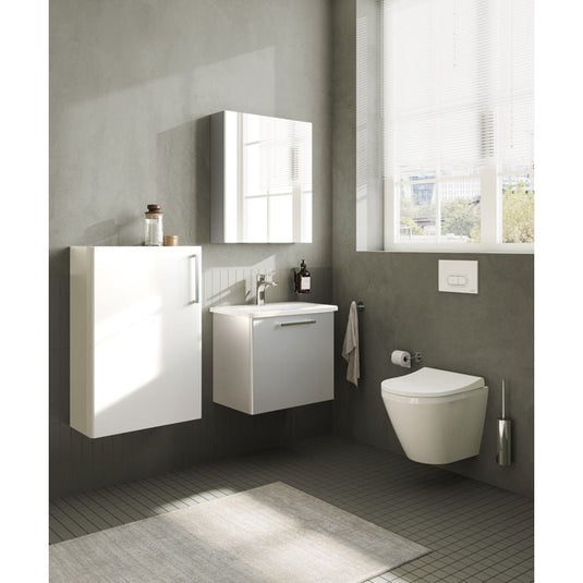 VitrA Root Flat 55cm 1 Door Slim Lower/Base Unit (RH Hinge) | High Gloss White | 66495 - Envy Bathrooms Ltd