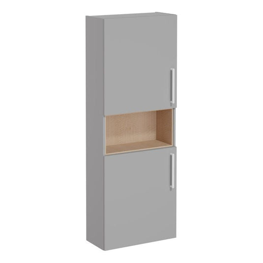 VitrA Root Flat 55cm 2 Door Semi-Tall Unit (LH Hinge) | Matt Rock Grey | 68014 - Envy Bathrooms Ltd