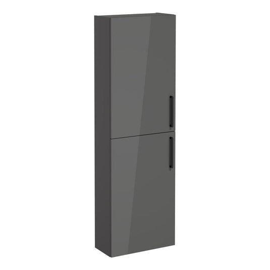 VitrA Root Flat 55cm 2 Door Slim Tall Unit (LH Hinge) | Anthracite High Gloss | 66242 - Envy Bathrooms Ltd