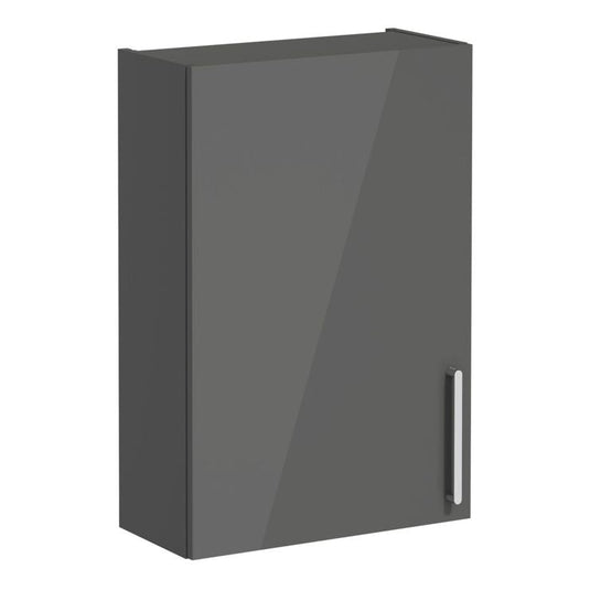 VitrA Root Flat 60cm 1 Door Upper/Wall Unit (LH Hinge) | Anthracite High Gloss | 66512 - Envy Bathrooms Ltd