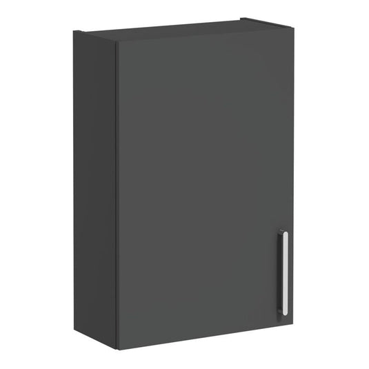 VitrA Root Flat 60cm 1 Door Upper/Wall Unit (LH Hinge) | Matt Storm Grey | 68051 - Envy Bathrooms Ltd