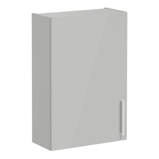 VitrA Root Flat 60cm 1 Door Upper/Wall Unit (LH Hinge) | Shiny Pearl Grey | 66515 - Envy Bathrooms Ltd