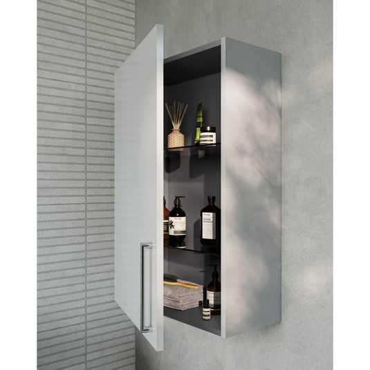 VitrA Root Flat 60cm 1 Door Upper/Wall Unit (LH Hinge) | Shiny Pearl Grey | 66515 - Envy Bathrooms Ltd