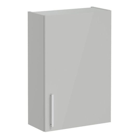 VitrA Root Flat 60cm 1 Door Upper/Wall Unit (RH Hinge) | Shiny Pearl Grey | 66509 - Envy Bathrooms Ltd