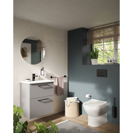 VitrA Root Flat 60cm 2 Drawer Slim Washbasin Unit | Matt Rock Grey | 67856 - Envy Bathrooms Ltd