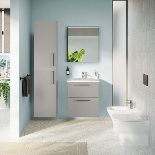 VitrA Root Flat 60cm 2 Drawer Washbasin Unit | Matt Rock Grey | 67946 - Envy Bathrooms Ltd