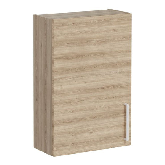 VitrA Root Flat 60cm 1 Door Upper/Wall Unit (LH Hinge) | Natural Oak | 66511 - Envy Bathrooms Ltd