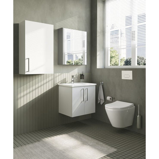 VitrA Root Flat 60cm 1 Door Upper/Wall Unit (RH Hinge) | High Gloss White | 66507 - Envy Bathrooms Ltd