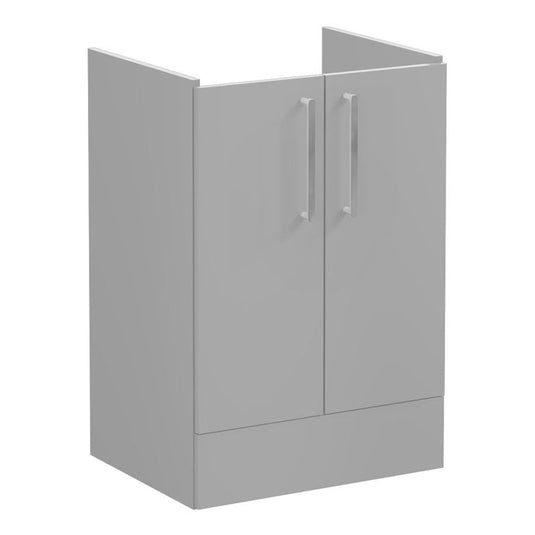 VitrA Root Flat 60cm 2 Door Floor Standing Washbasin Unit | Matt Rock Grey | 67906 - Envy Bathrooms Ltd