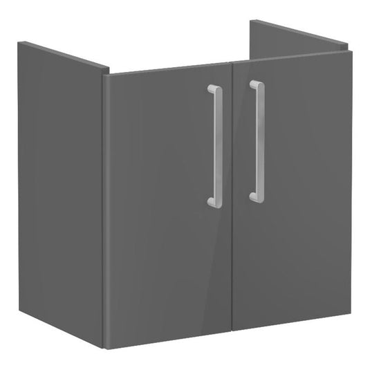 VitrA Root Flat 60cm 2 Door Wall Hung Slim Washbasin Unit | Anthracite High Gloss | 67834 - Envy Bathrooms Ltd