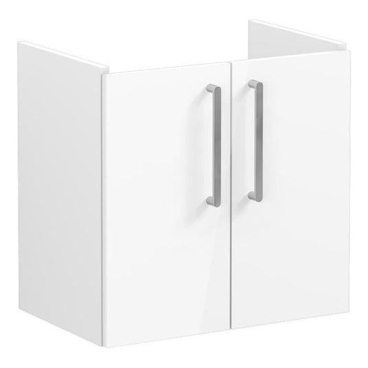 VitrA Root Flat 60cm 2 Door Wall Hung Slim Washbasin Unit | High Gloss White | 67832 - Envy Bathrooms Ltd