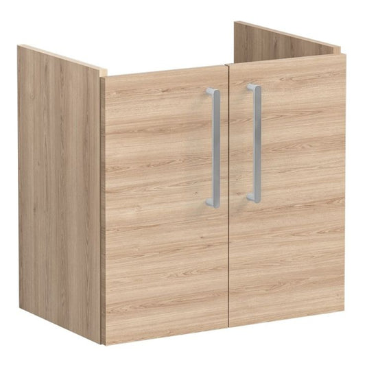 VitrA Root Flat 60cm 2 Door Wall Hung Slim Washbasin Unit | Natural Oak | 67839 - Envy Bathrooms Ltd