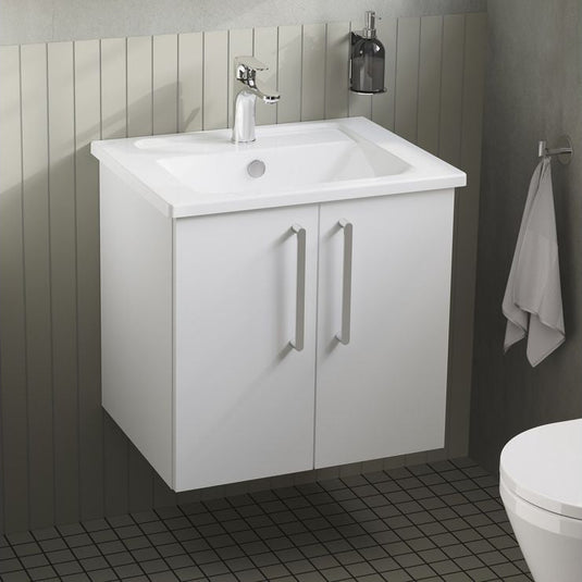 VitrA Root Flat 60cm 2 Door Wall Hung Washbasin Unit | High Gloss White | 67872 - Envy Bathrooms Ltd