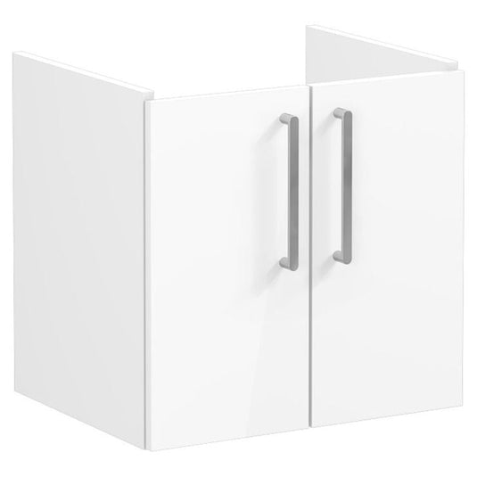 VitrA Root Flat 60cm 2 Door Wall Hung Washbasin Unit | High Gloss White | 67872 - Envy Bathrooms Ltd