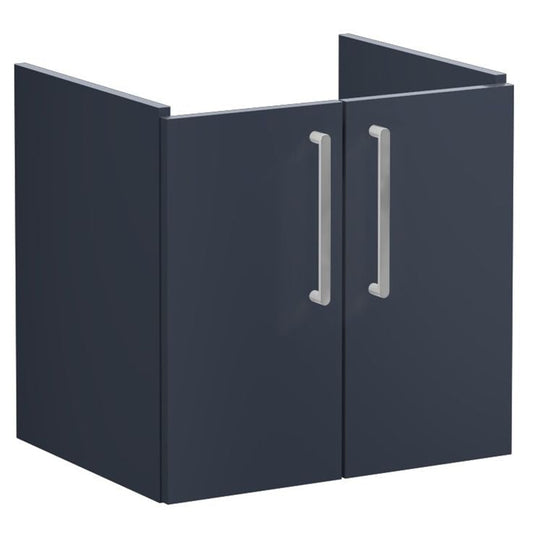 VitrA Root Flat 60cm 2 Door Wall Hung Washbasin Unit | Matt Dark Blue | 67878 - Envy Bathrooms Ltd