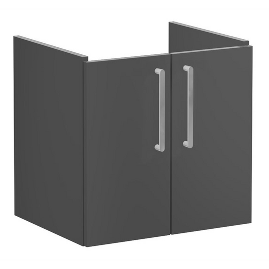 VitrA Root Flat 60cm 2 Door Wall Hung Washbasin Unit | Matt Storm Grey | 67877 - Envy Bathrooms Ltd