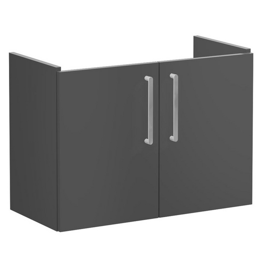 VitrA Root Flat 80cm 2 Door Wall Hung Slim Washbasin Unit | Matt Storm Grey | 67847 - Envy Bathrooms Ltd