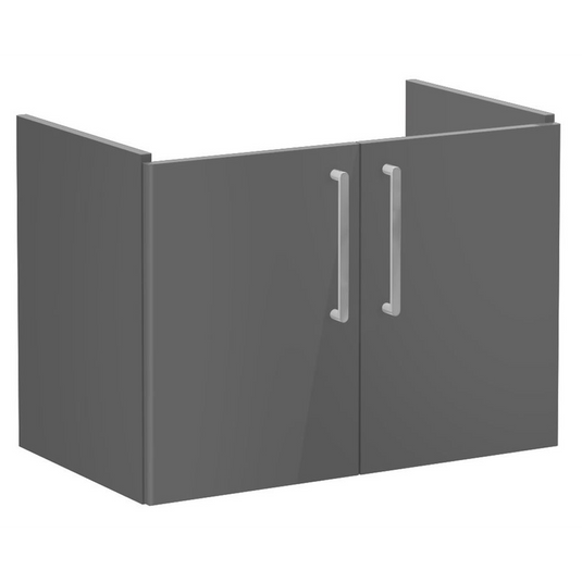 VitrA Root Flat 80cm 2 Door Wall Hung Washbasin Unit | Anthracite High Gloss | 67884 - Envy Bathrooms Ltd
