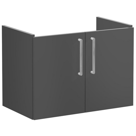 VitrA Root Flat 80cm 2 Door Wall Hung Washbasin Unit | Matt Storm Grey | 67887 - Envy Bathrooms Ltd