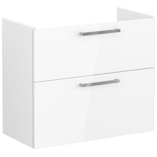 VitrA Root Flat 80cm 2 Drawer Slim Washbasin Unit | High Gloss White | 67862 - Envy Bathrooms Ltd