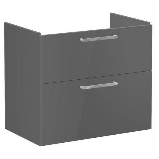 VitrA Root Flat 80cm 2 Drawer Washbasin Unit | Anthracite High Gloss | 67954 - Envy Bathrooms Ltd