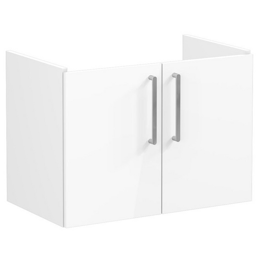 VitrA Root Flat 80cm 2 Door Wall Hung Washbasin Unit | High Gloss White | 67882 - Envy Bathrooms Ltd