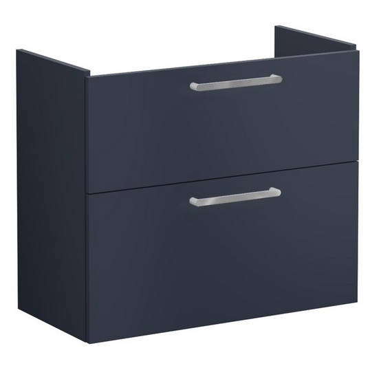 VitrA Root Flat 80cm 2 Drawer Slim Washbasin Unit | Matt Dark Blue | 67868 - Envy Bathrooms Ltd