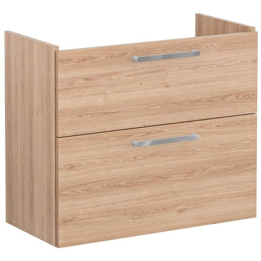 VitrA Root Flat 80cm 2 Drawer Slim Washbasin Unit | Natural Oak | 67869 - Envy Bathrooms Ltd