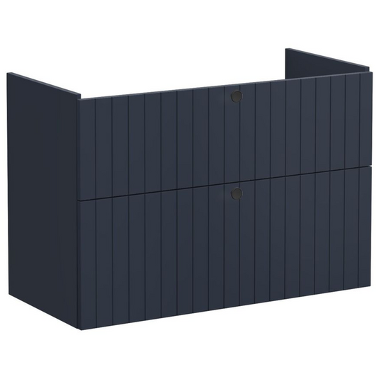 VitrA Root Groove 100cm 2 Drawer Washbasin Unit | Matt Dark Blue | 69063 - Envy Bathrooms Ltd