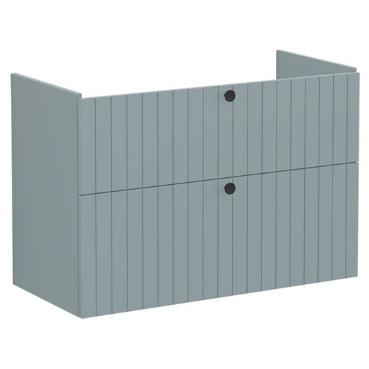 VitrA Root Groove 100cm 2 Drawer Washbasin Unit | Matt Fjord Green | 69061 - Envy Bathrooms Ltd