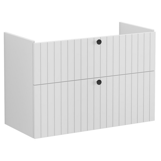 VitrA Root Groove 100cm 2 Drawer Washbasin Unit | Matt Light Grey | 69059 - Envy Bathrooms Ltd