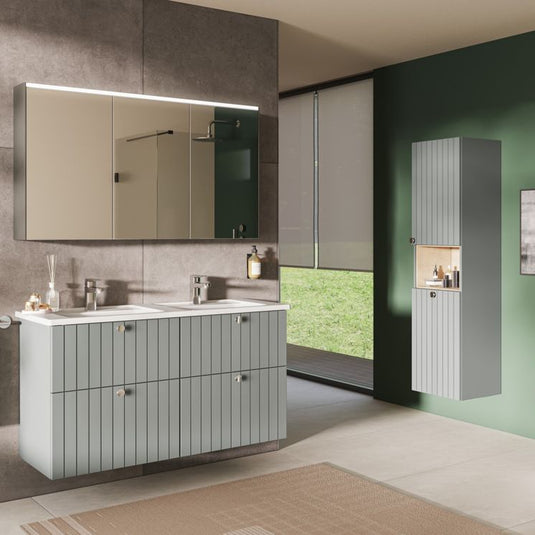VitrA Root Groove 120cm 4 Drawer Washbasin Unit | Matt Fjord Green | 69082 - Envy Bathrooms Ltd