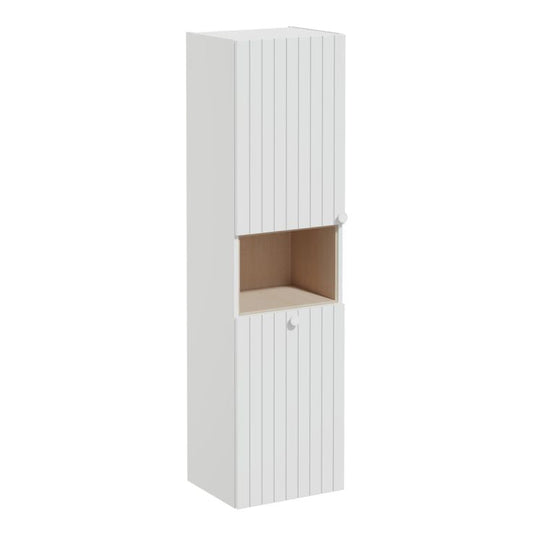 VitrA Root Groove 40cm 2 Door Semi-Tall Unit With Laundry Basket (LH Hinge) | Matt Light Grey | 69094 - Envy Bathrooms Ltd