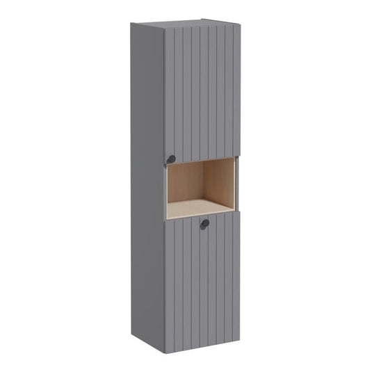 VitrA Root Groove 40cm 2 Door Semi-Tall Unit w/Laundry Basket (RH Hinge) | Matt Grey | 69102 - Envy Bathrooms Ltd