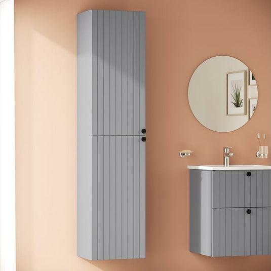 VitrA Root Groove 40cm 2 Door Tall Unit (LH Hinge) | Matt Grey | 69088 - Envy Bathrooms Ltd