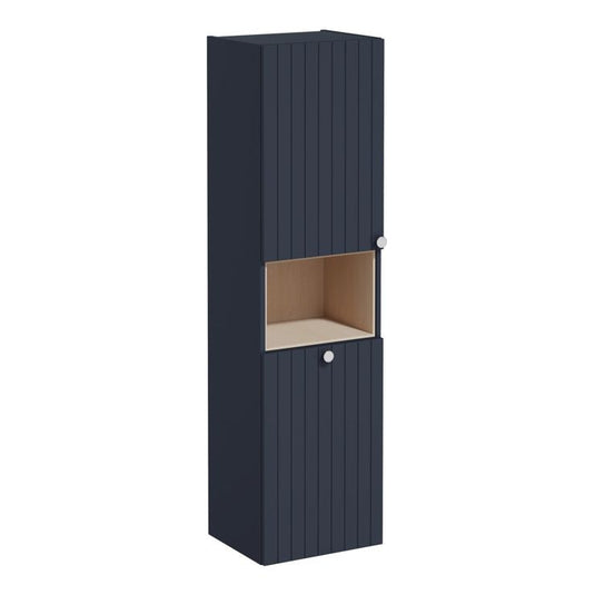 VitrA Root Groove 40cm 2 Door Semi-Tall Unit With Laundry Basket (LH Hinge) | Matt Dark Blue | 69098 - Envy Bathrooms Ltd