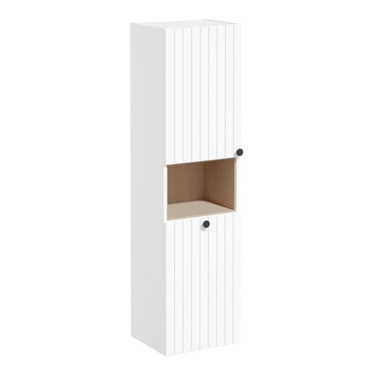 VitrA Root Groove 40cm 2 Door Semi-Tall Unit With Laundry Basket (LH Hinge) | Matt White | 69093 - Envy Bathrooms Ltd