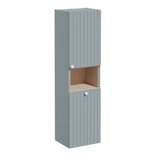 VitrA Root Groove 40cm 2 Door Semi-Tall Unit With Laundry Basket (RH Hinge) | Matt Fjord Green | 69103 - Envy Bathrooms Ltd